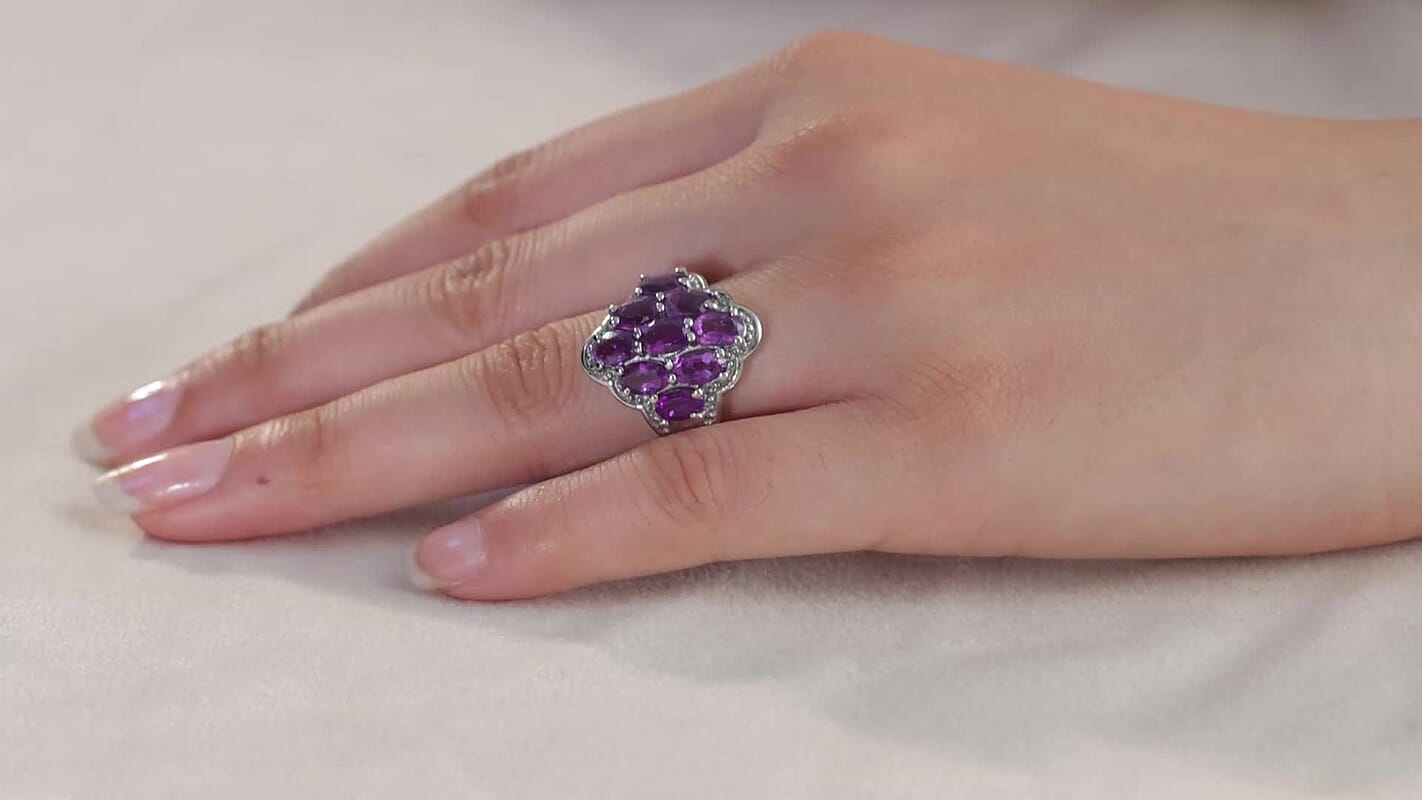 African Amethyst Ring in Stainless Steel (Size 10.0) 3.85 ctw