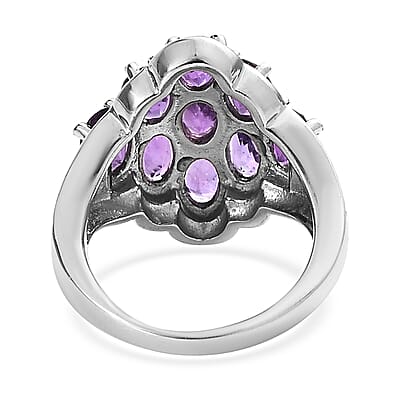 African Amethyst 3.85 ctw Ring in Stainless Steel (Size 10.0)