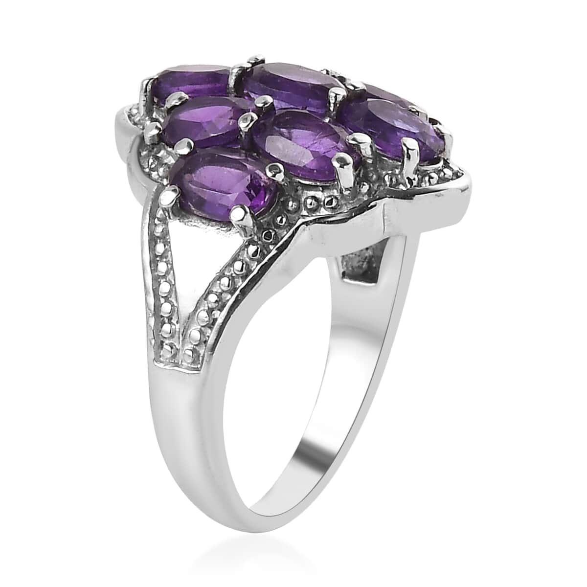 African Amethyst 3.85 ctw Ring in Stainless Steel (Size 6.0) image number 3