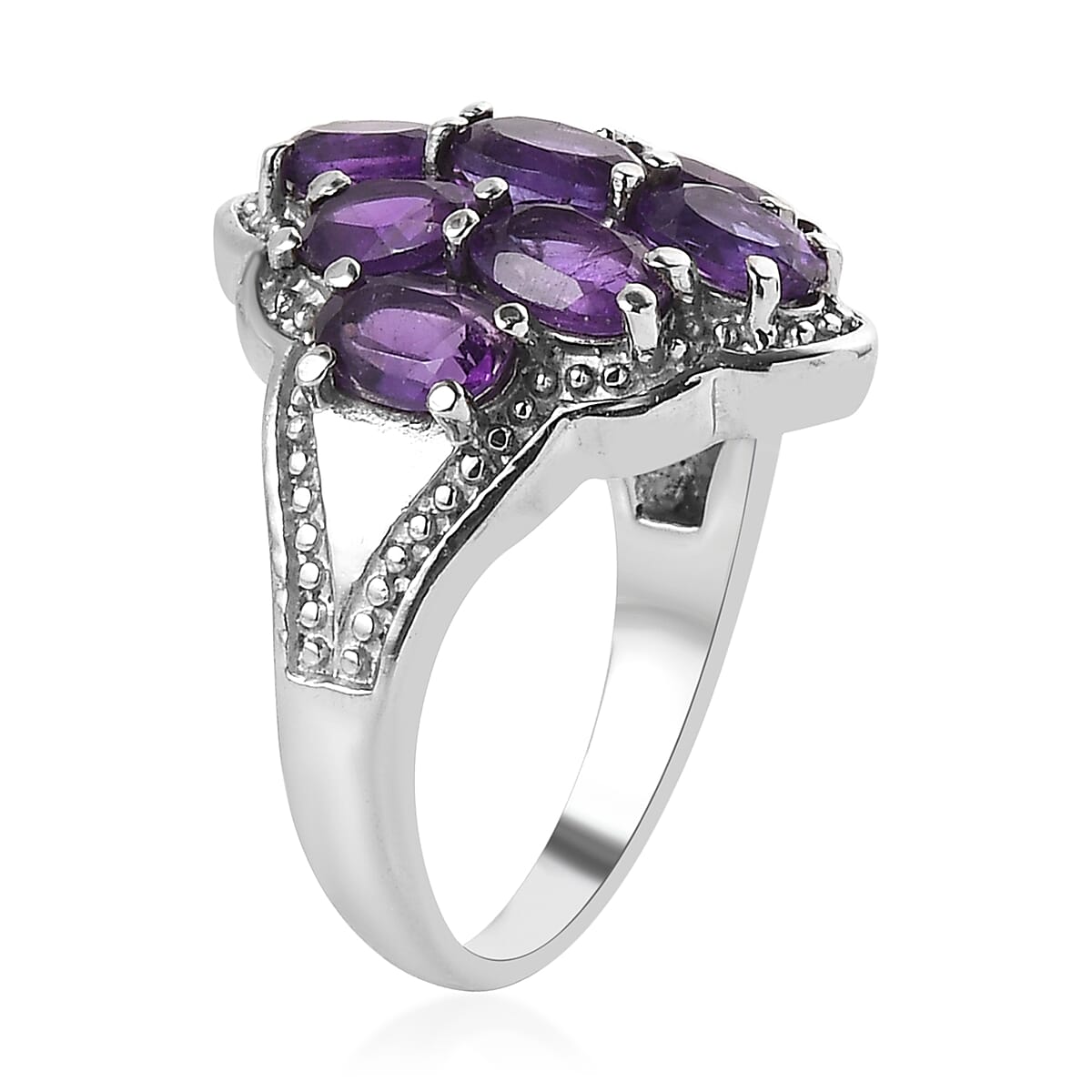 African Amethyst 3.85 ctw Ring in Stainless Steel (Size 9.0) image number 3