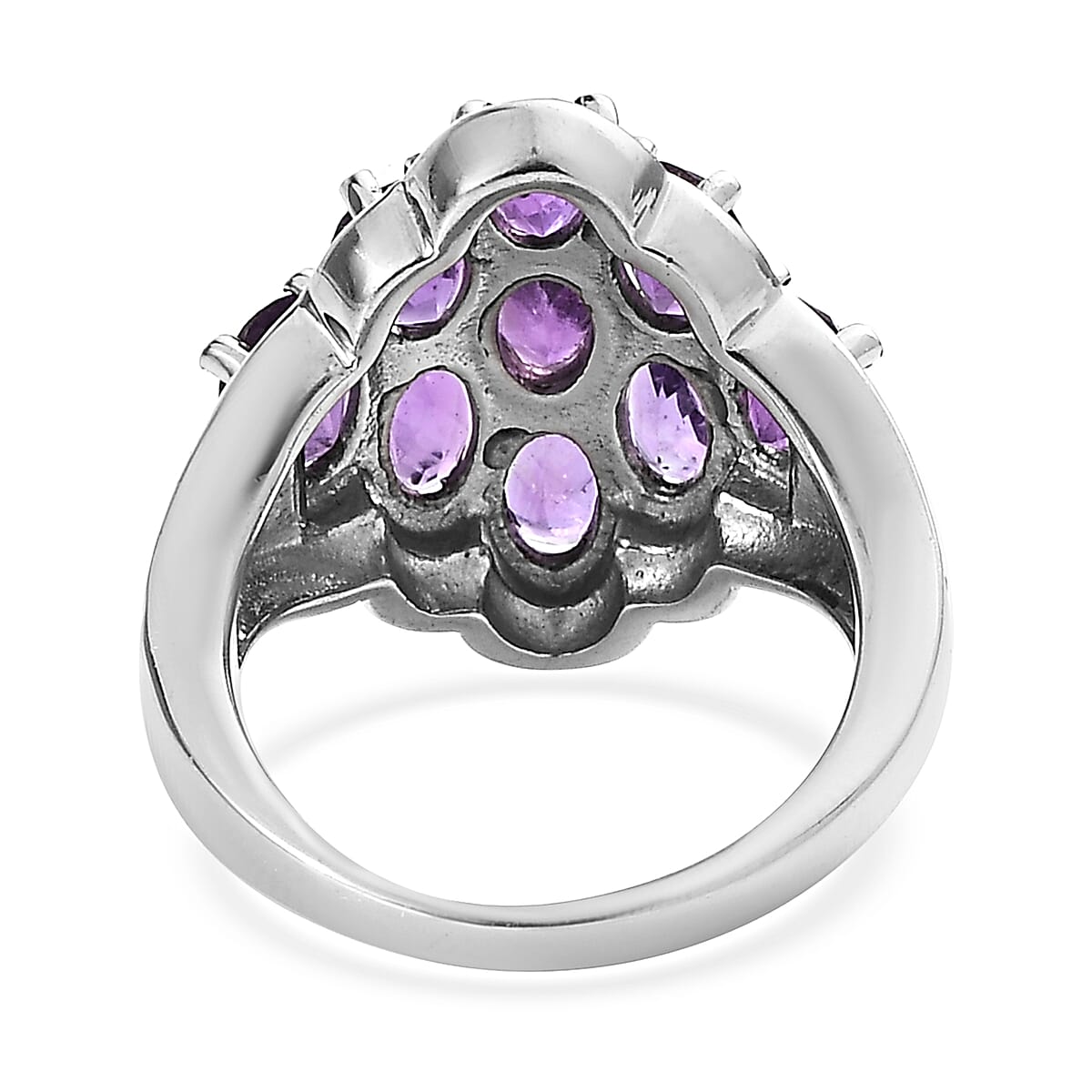 African Amethyst 3.85 ctw Ring in Stainless Steel (Size 9.0) image number 4