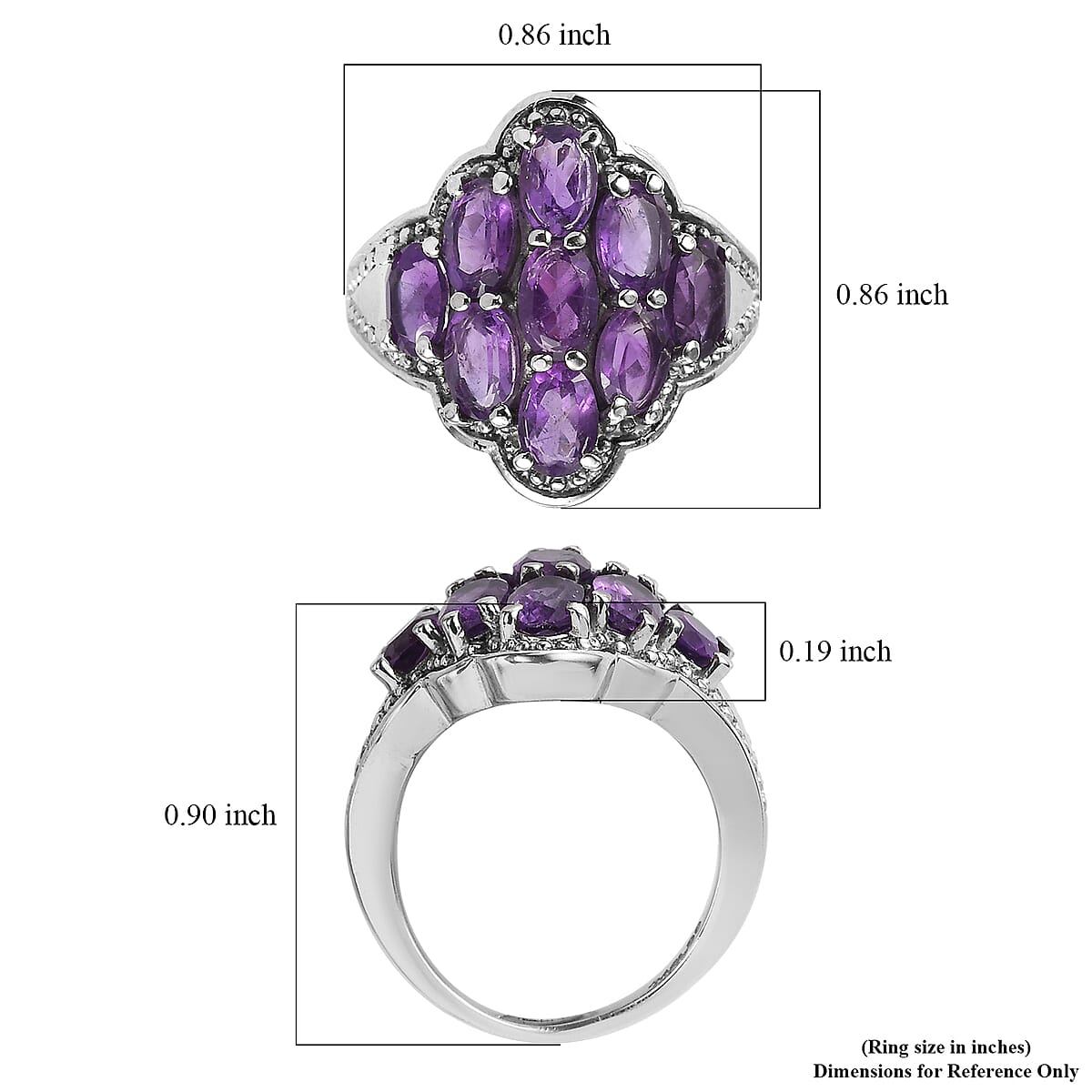 African Amethyst 3.85 ctw Ring in Stainless Steel (Size 9.0) image number 5