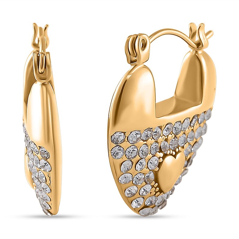 Austrian Crystal Earrings in in 14K YG Plated Stainless Steel
