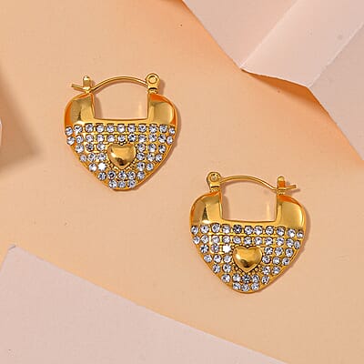 Austrian Crystal Earrings in in 14K YG Plated Stainless Steel