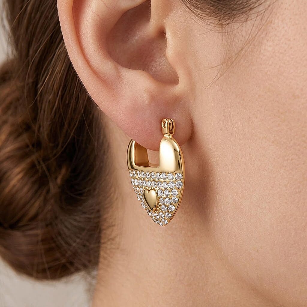 Austrian Crystal Earrings in in 14K YG Plated Stainless Steel