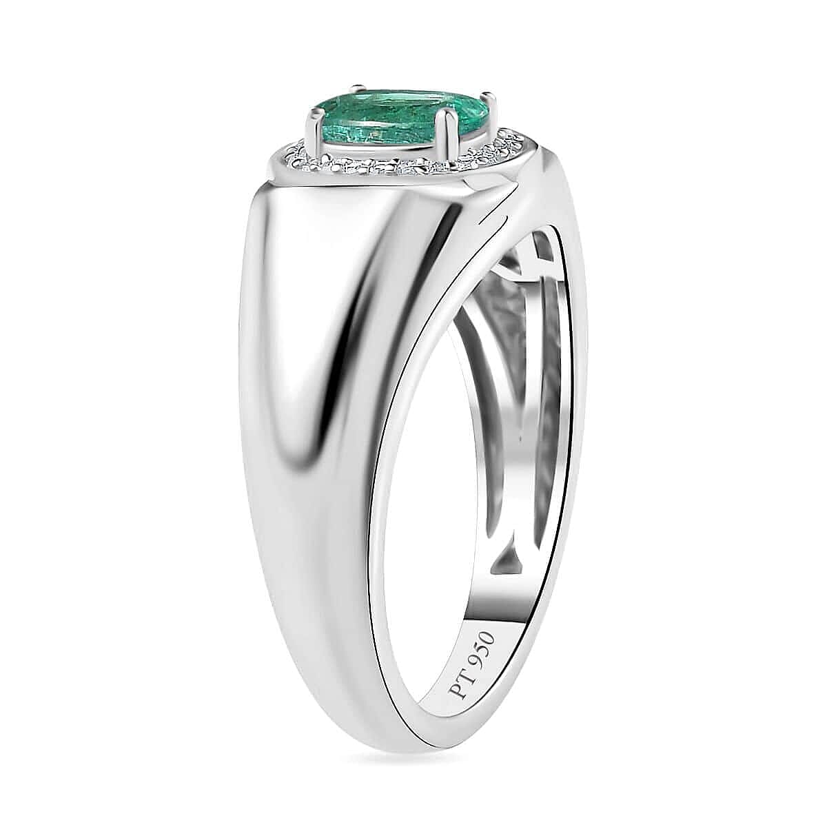 Rhapsody 950 Platinum AAAA Kagem Zambian Emerald and E-F VS Diamond Men's Ring (Size 10.5) 10.75 Grams 1.25 ctw image number 3