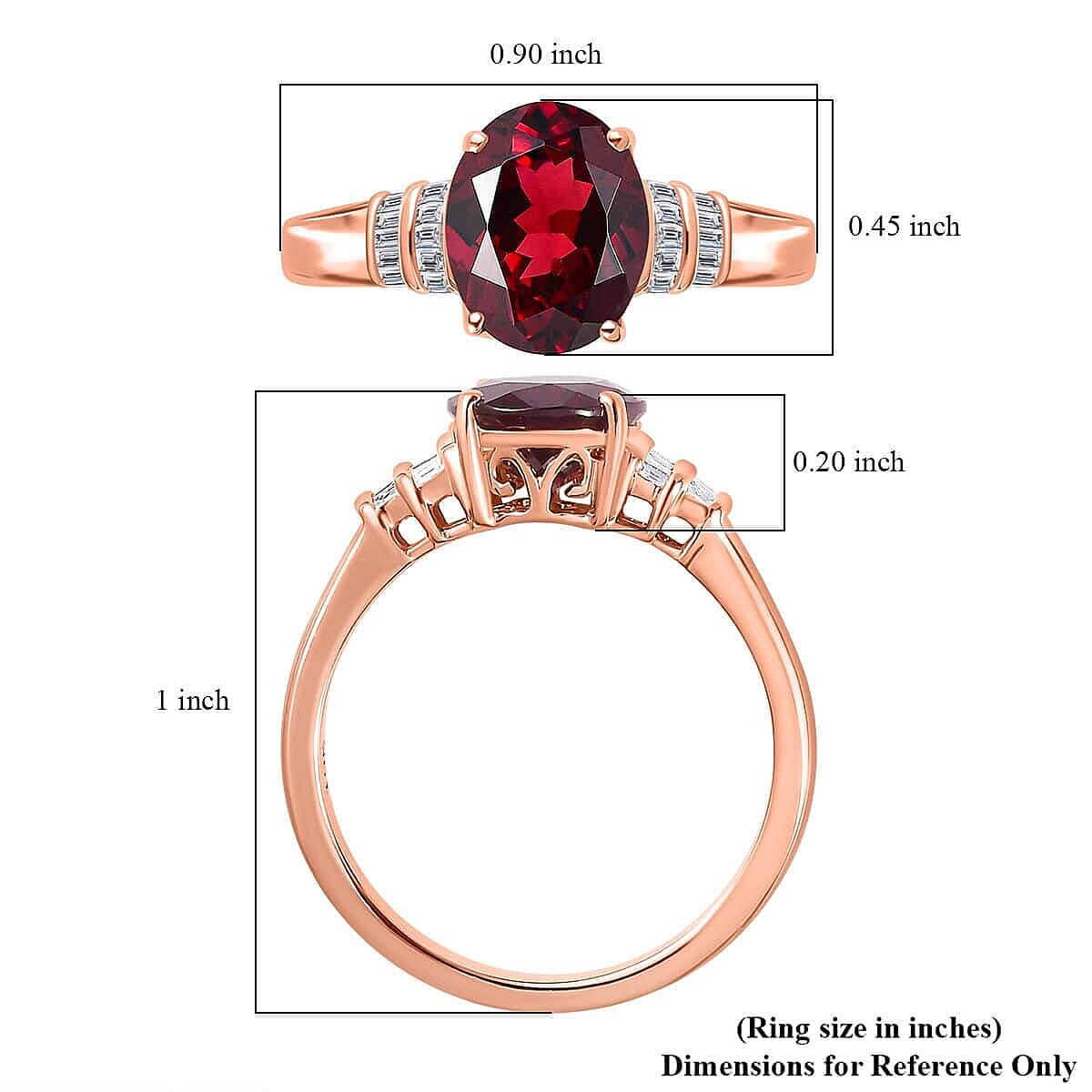 Luxoro 10K Rose Gold Premium Orissa Rhodolite Garnet and G-H I2 Diamond Ring (Size 10.5) 3.10 ctw image number 5