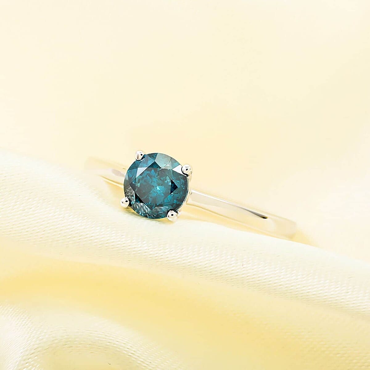 Luxoro 14K White Gold Venice Blue Diamond I1-I2 Solitaire Ring (Size 9.5) 1.00 ctw image number 1