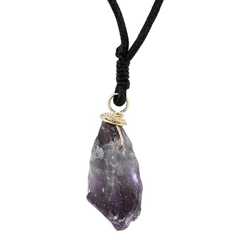 Colors of Brazil Amethyst Pendant with Cloth Necklace 22 Inches in Goldtone 82.50 ctw