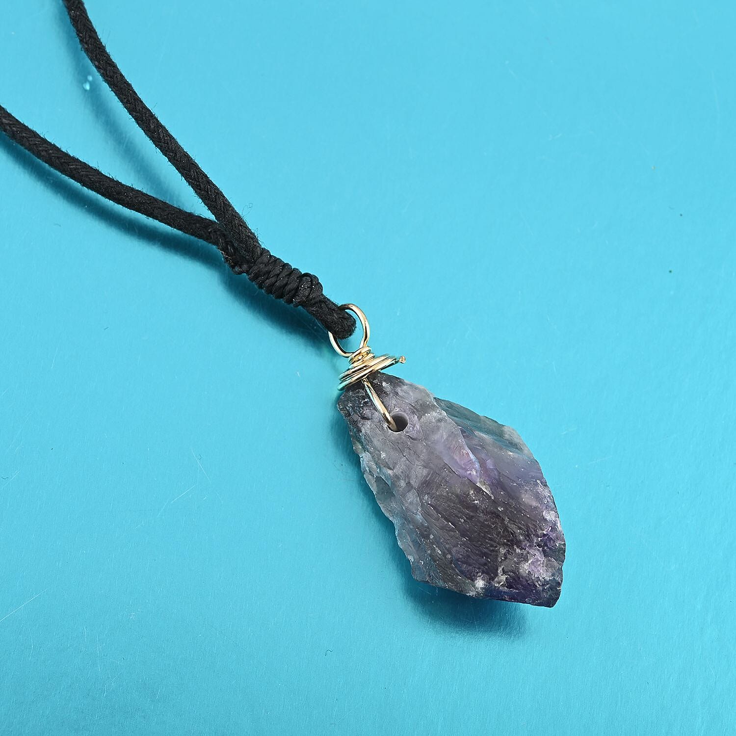 Colors of Brazil Amethyst Pendant with Cloth Necklace 22 Inches in Goldtone 82.50 ctw