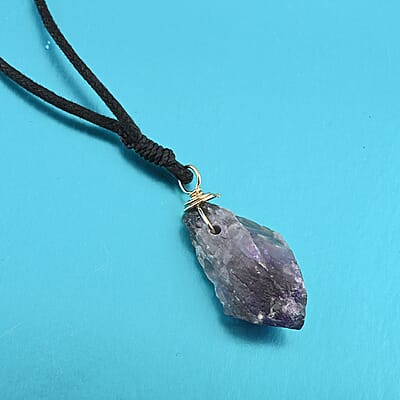 Colors of Brazil Amethyst Pendant with Cloth Necklace 22 Inches in Goldtone 82.50 ctw