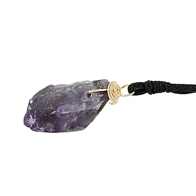 Colors of Brazil Amethyst Pendant with Cloth Necklace 22 Inches in Goldtone 82.50 ctw