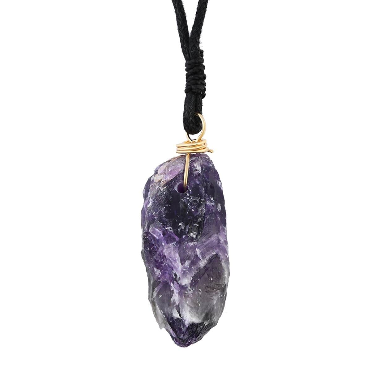 Colors of Brazil Amethyst Pendant with Cloth Necklace 22 Inches in Goldtone 97.50 ctw image number 0