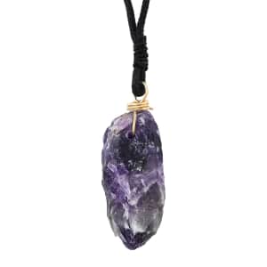 Colors of Brazil Amethyst Pendant with Cloth Necklace 22 Inches in Goldtone 97.50 ctw