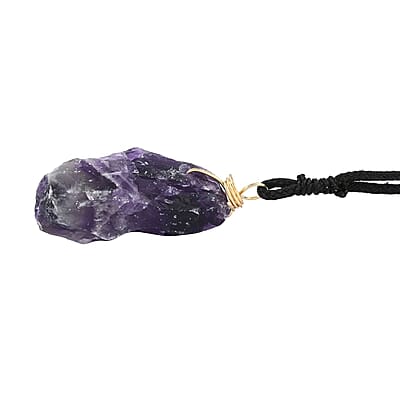 Colors of Brazil Amethyst Pendant with Cloth Necklace 22 Inches in Goldtone 97.50 ctw