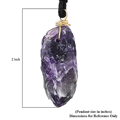 Colors of Brazil Amethyst Pendant with Cloth Necklace 22 Inches in Goldtone 97.50 ctw