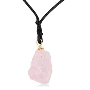 Colors of Brazil Rose Quartz Pendant with Cloth Necklace 22 Inches in Goldtone 97.50 ctw