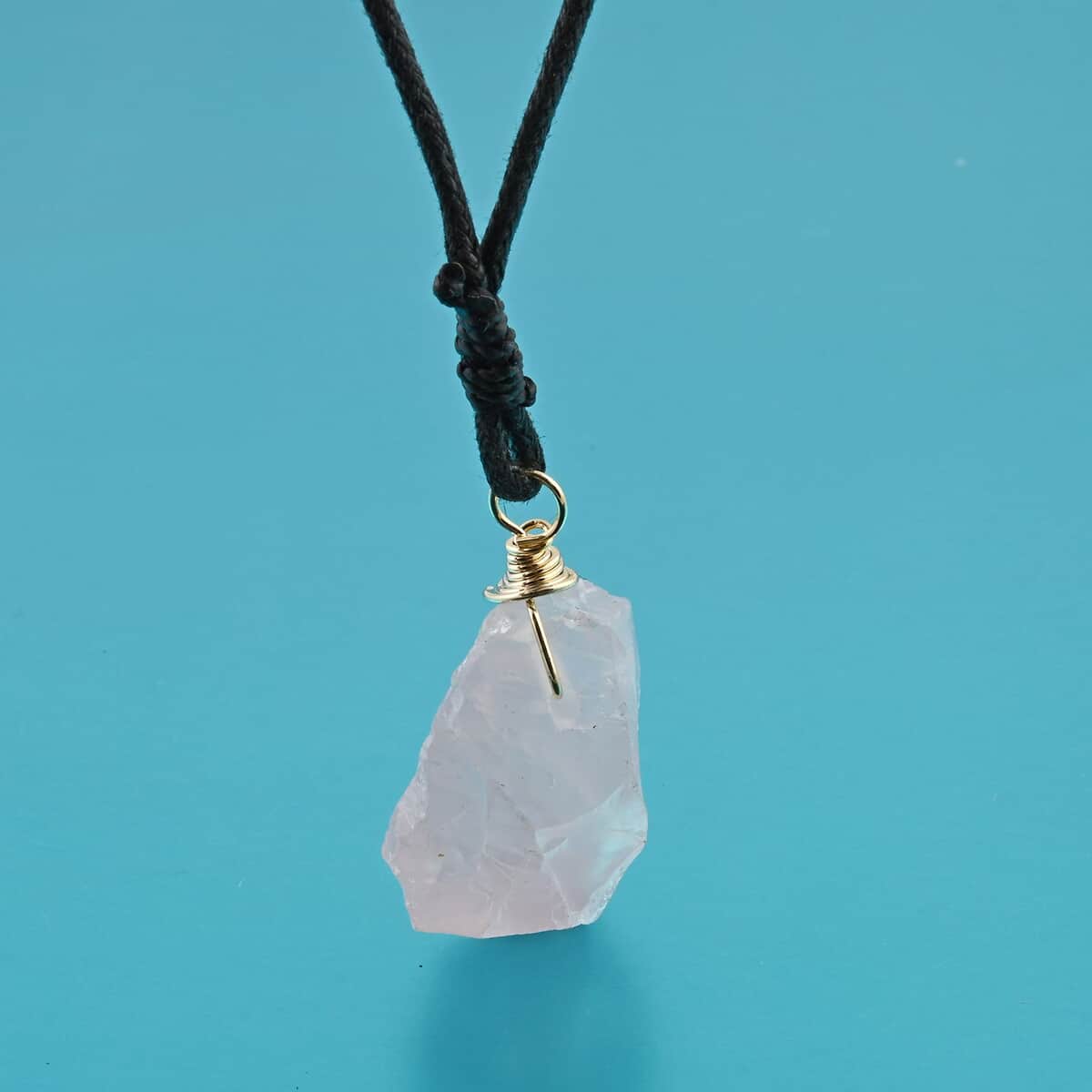 Colors of Brazil Rose Quartz Pendant with Cloth Necklace 22 Inches in Goldtone 97.50 ctw image number 1