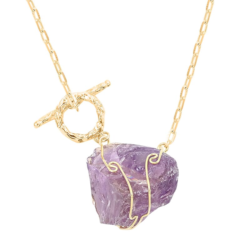 Colors of Brazil Amethyst Necklace 18 Inches in Goldtone 115.00 ctw