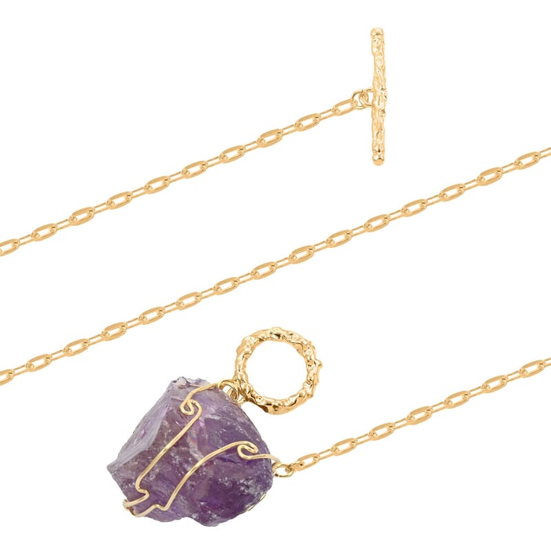 Colors of Brazil Amethyst Necklace 18 Inches in Goldtone 115.00 ctw
