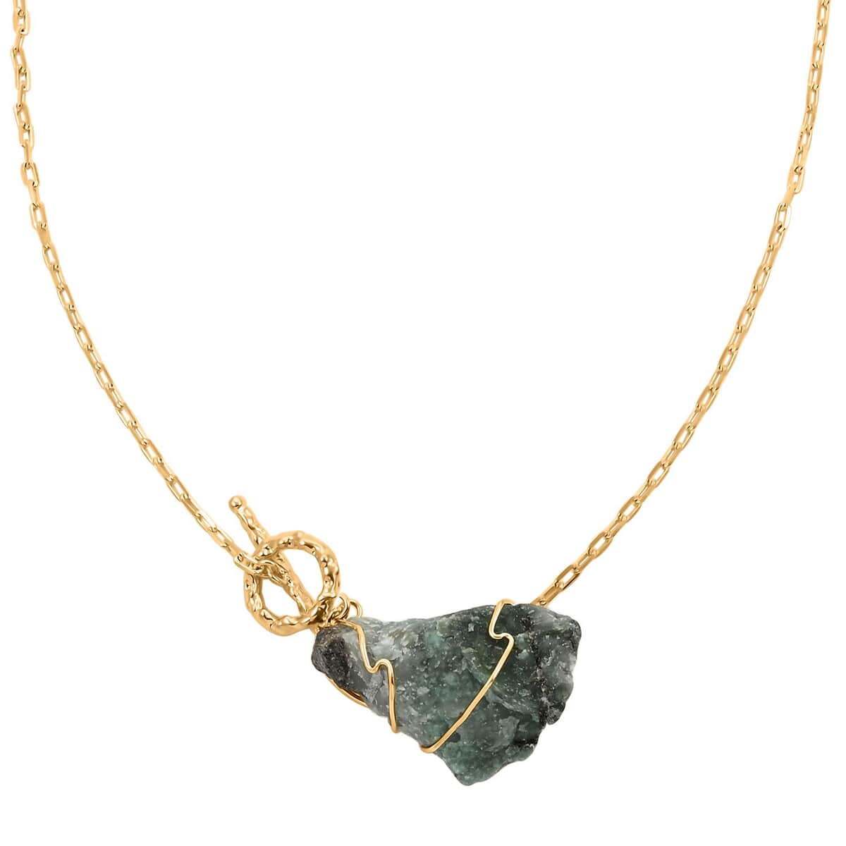 Green Turquoise Necklace 18 Inches in Goldtone 113.00 ctw image number 0