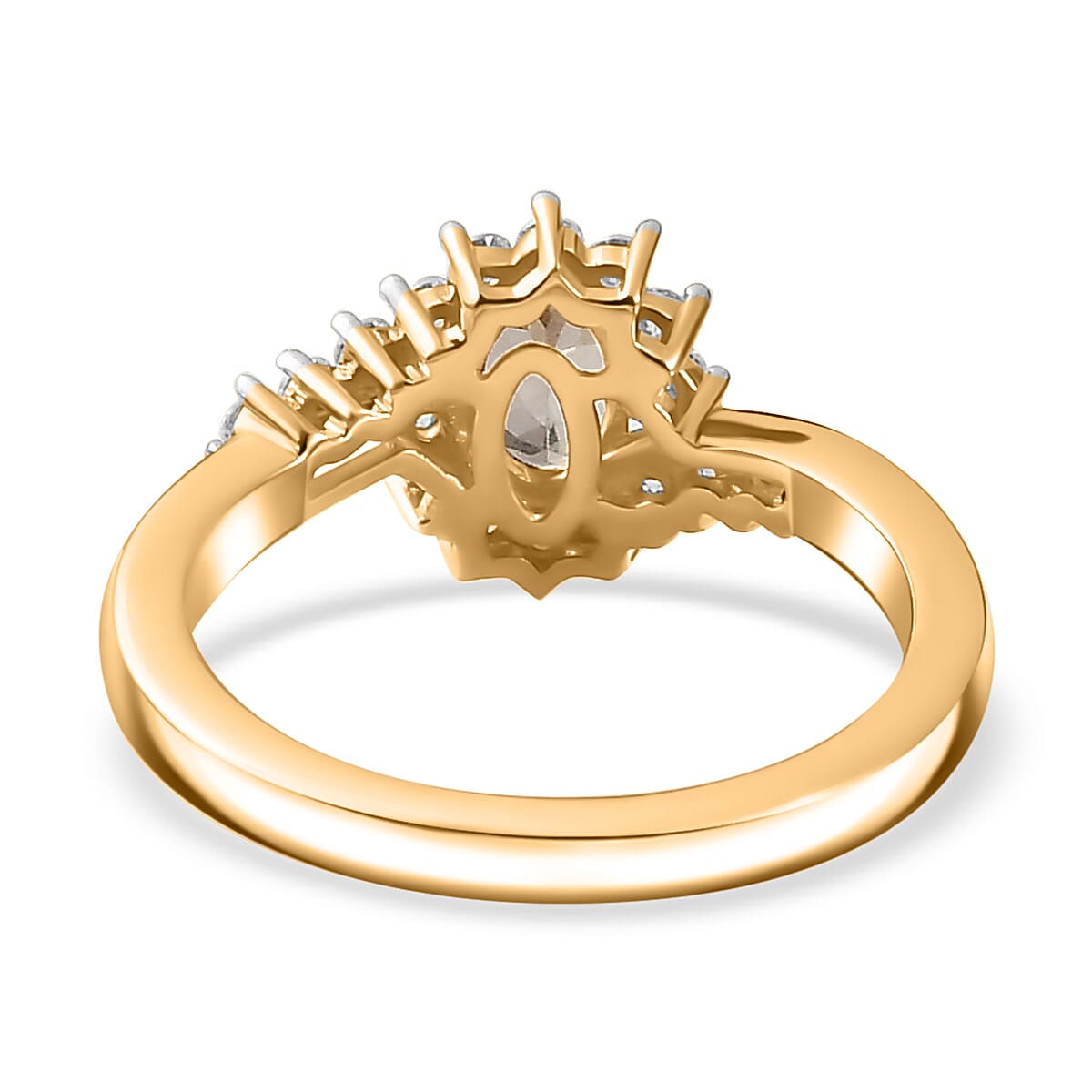 AAA Turkizite and Moissanite Bypass Ring in 18K Vermeil Yellow Gold Over Sterling Silver (Size 8.0) 0.90 ctw image number 4