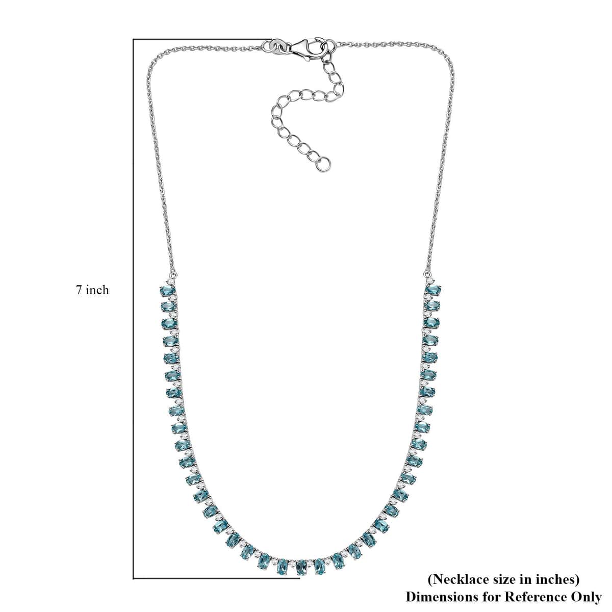 Premium Betroka Blue Apatite and Moissanite Ocean Drop Necklace 18-20 Inches in Rhodium Over Sterling Silver 11.60 ctw image number 5