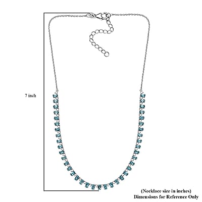 D'Joy Premium Betroka Blue Apatite and Moissanite Ocean Drop Necklace 18-20 Inches in Rhodium Over Sterling Silver 11.60 ctw