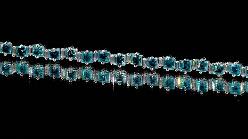 Epic Deal Premium Batroke Blue Apatite, Moissanite Bracelet in Rhodium Over Sterling Silver (6.50 In) 11.00 ctw