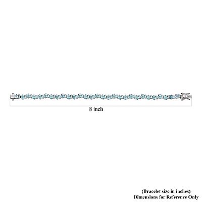 D'Joy Premium Paraiba Apatite and Moissanite Ocean Wave Bracelet in Rhodium Over Sterling Silver (7.25 In) 12.25 ctw