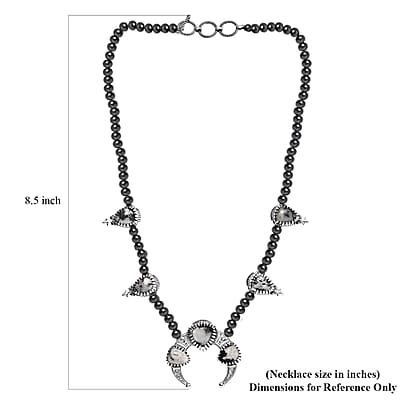 Artisan Crafted White Buffalo Squash BlossomNecklace 18 Inches in Black Oxidized Sterling Silver 36.15 ctw
