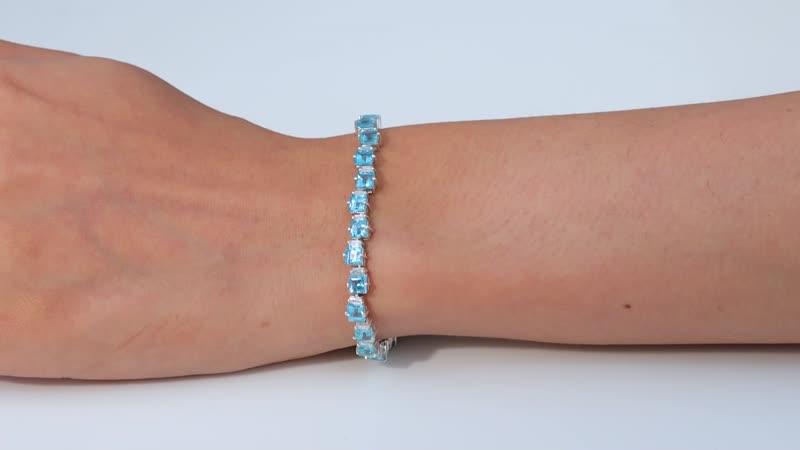 Epic Deal Premium Batroke Blue Apatite, Moissanite Bracelet in Rhodium Over Sterling Silver (6.50 In) 11.00 ctw