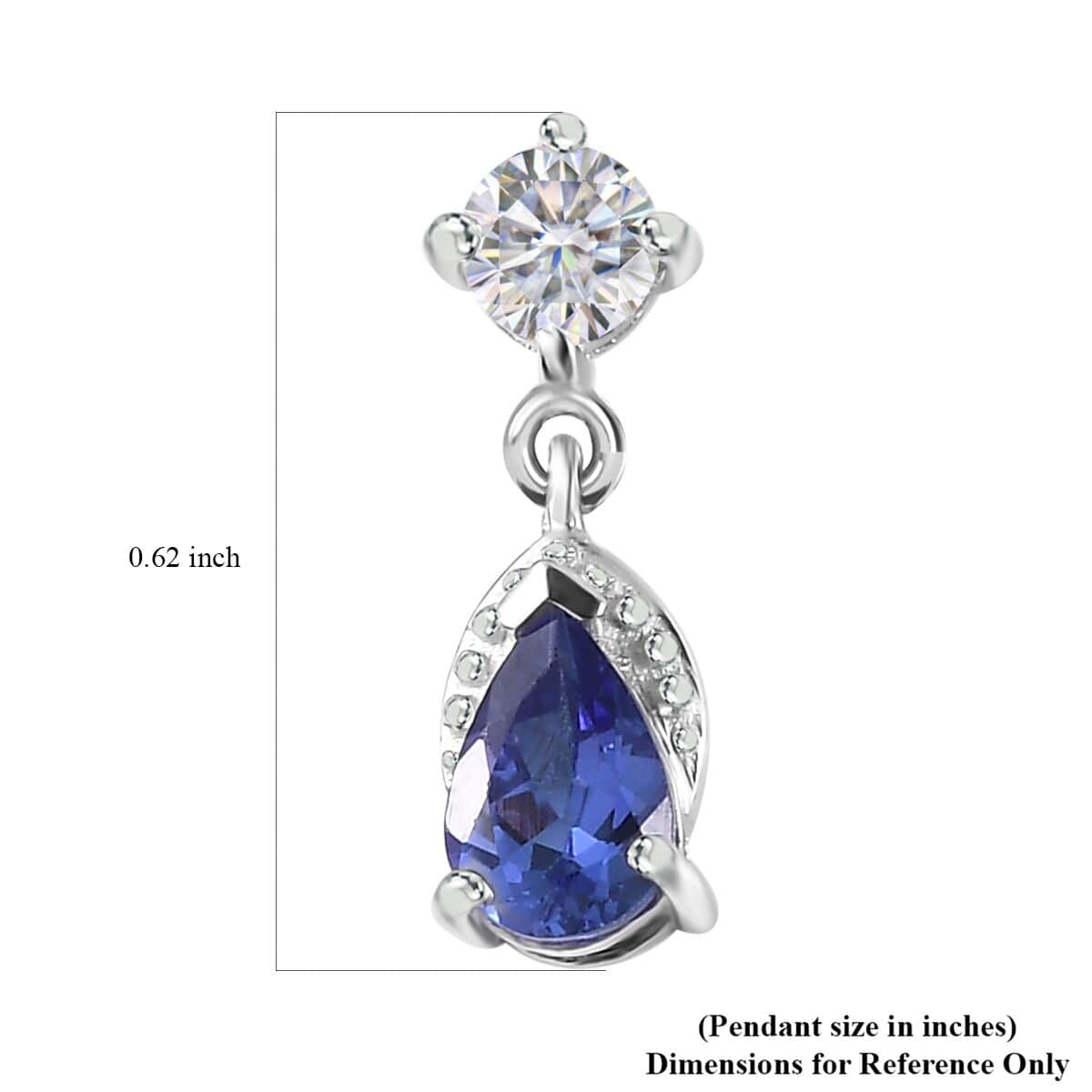 AAA Tanzanite and Moissanite Drop Earrings in Rhodium Over Sterling Silver 1.20 ctw image number 5