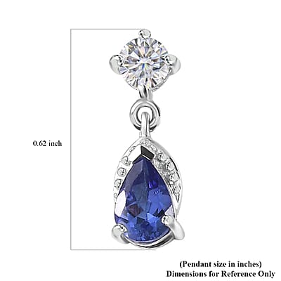 AAA Tanzanite and Moissanite Drop Earrings in Rhodium Over Sterling Silver 1.20 ctw