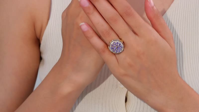 Tanzanite, Multi Gemstone Ring in 18K Vermeil YG Over Sterling Silver (Size 10.0) 2.60 ctw