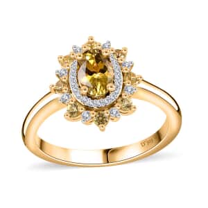 Golden Tanzanite and Multi Gemstone Sunburst Ring in 18K Vermeil Yellow Gold Over Sterling Silver (Size 10.0) 1.10 ctw