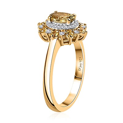 Golden Tanzanite and Multi Gemstone Sunburst Ring in 18K Vermeil Yellow Gold Over Sterling Silver (Size 10.0) 1.10 ctw