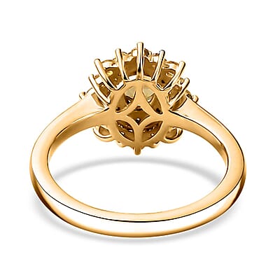 Golden Tanzanite and Multi Gemstone Sunburst Ring in 18K Vermeil Yellow Gold Over Sterling Silver (Size 10.0) 1.10 ctw