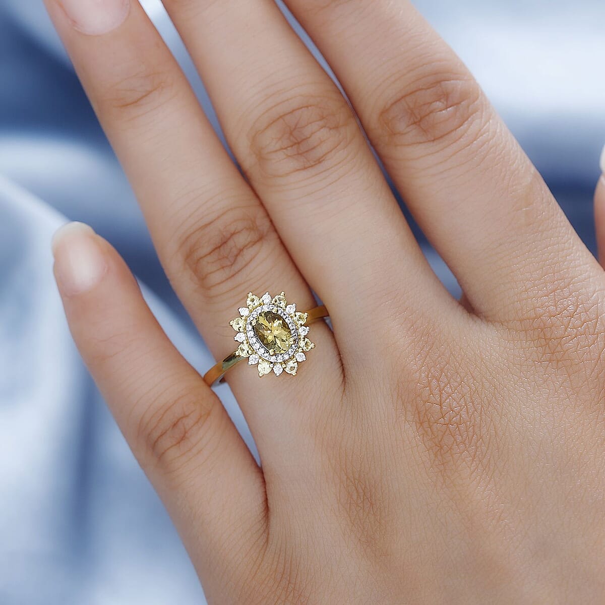 Golden Tanzanite and Multi Gemstone Sunburst Ring in 18K Vermeil Yellow Gold Over Sterling Silver (Size 6.0) 1.10 ctw image number 2