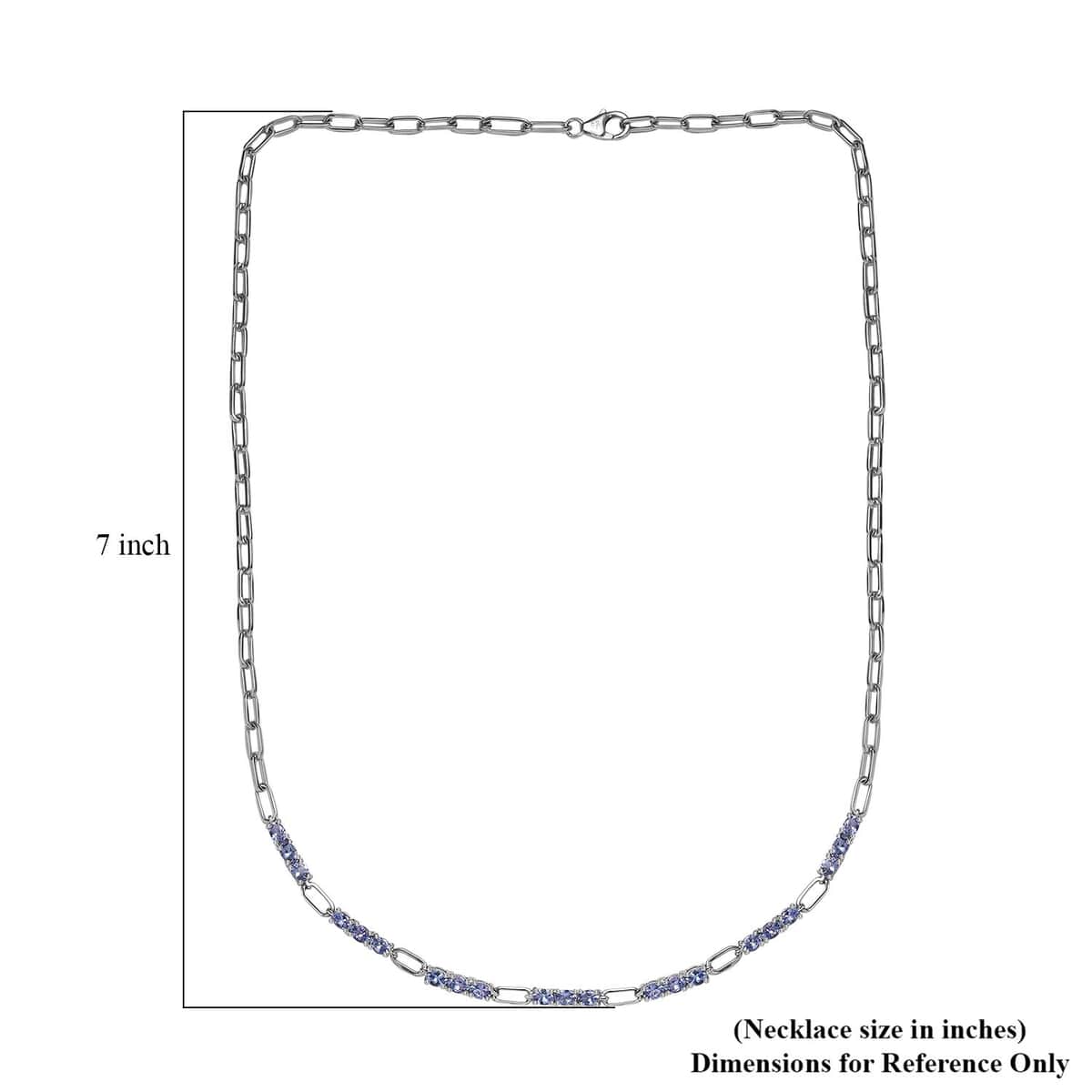 Tanzanite Paper Clip Chain Necklace 20 Inches in Rhodium Over Sterling Silver 3.65 ctw image number 5