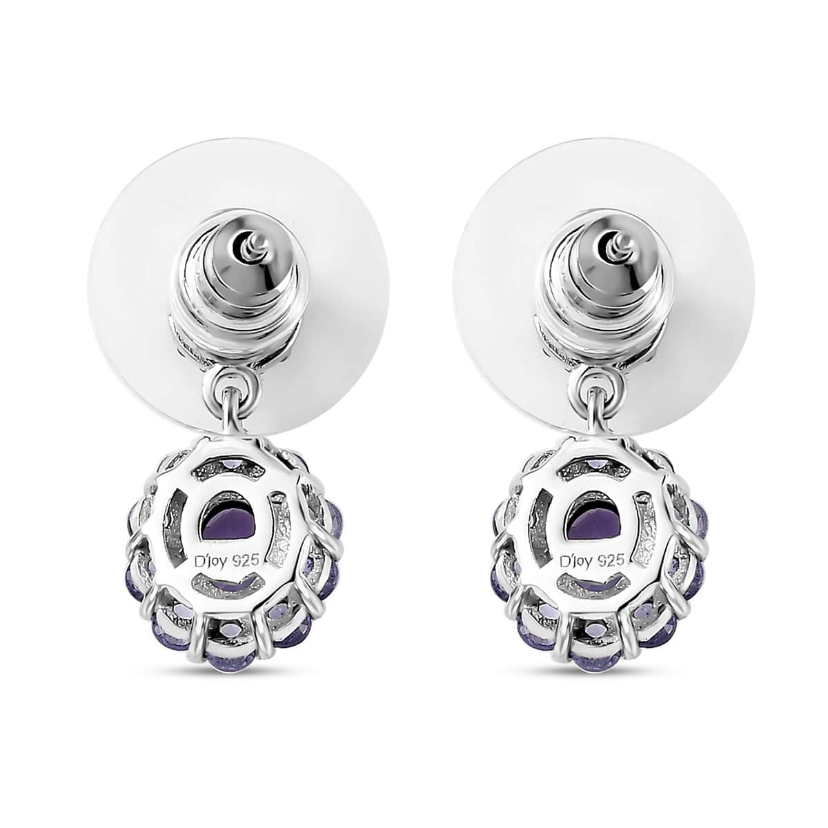 Tanzanite and White Zircon Floral Earrings in Rhodium Over Sterling Silver 1.75 ctw image number 4