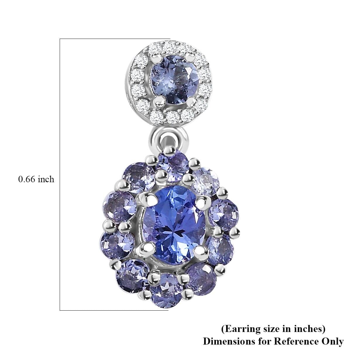 Tanzanite and White Zircon Floral Earrings in Rhodium Over Sterling Silver 1.75 ctw image number 5