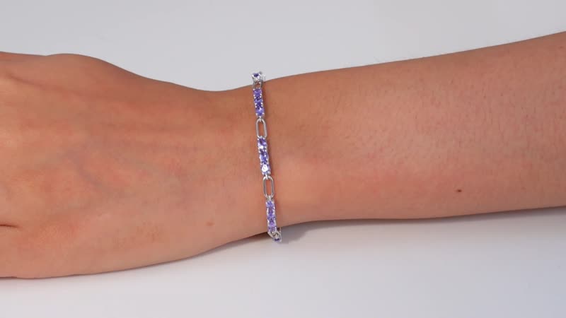 Tanzanite Paper Clip Bracelet in Rhodium Over Sterling Silver (7.25 In) 3.00 ctw
