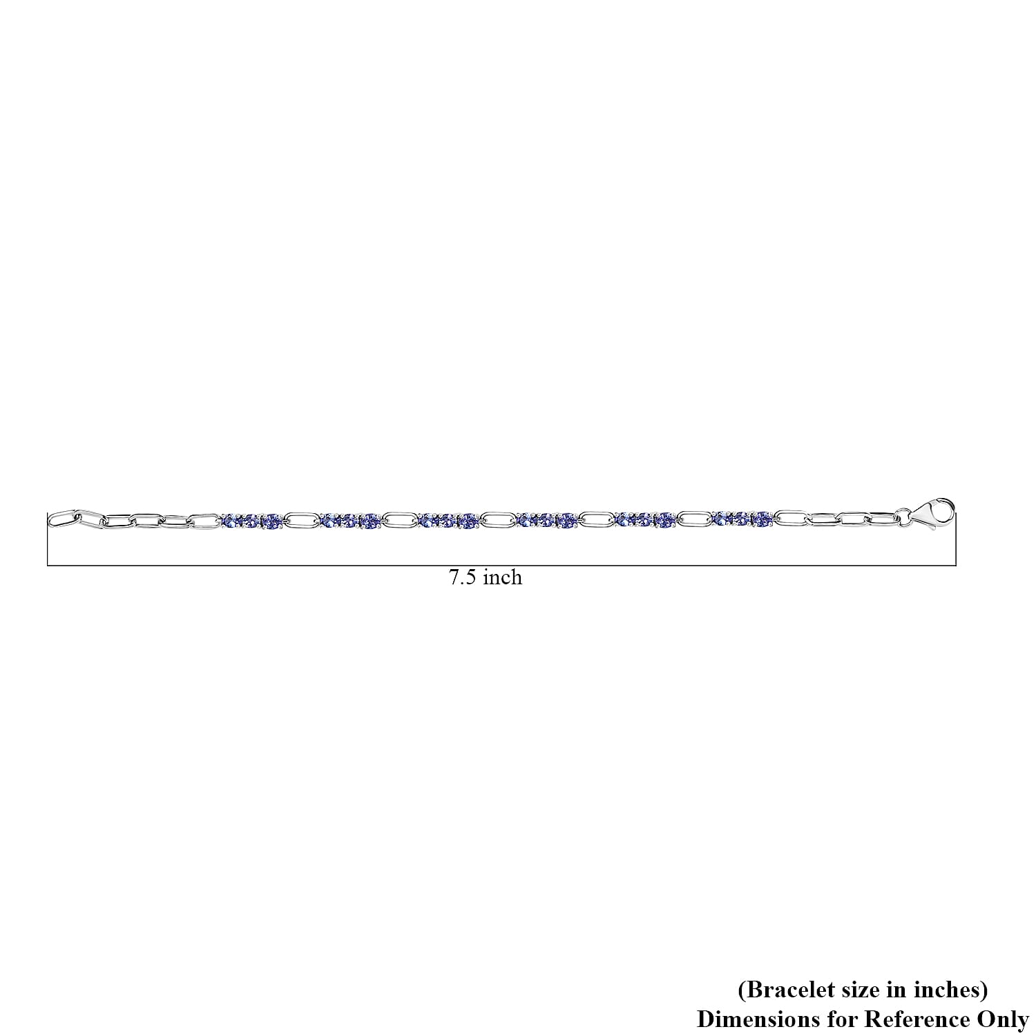 Tanzanite Paper Clip Chain Bracelet in Rhodium Over Sterling Silver (7.25 In) 3.00 ctw