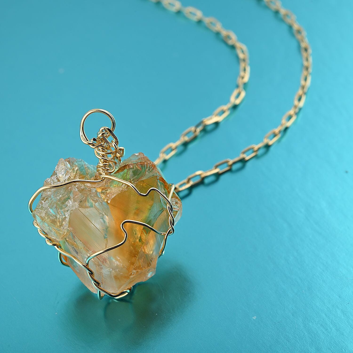 Colors of Brazil Citrine Necklace 18-20 Inches in Goldtone 43.00 ctw