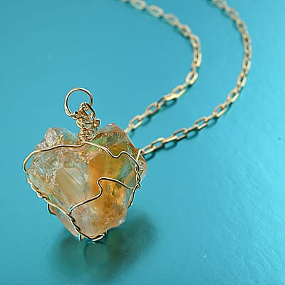 Colors of Brazil Citrine Necklace 18-20 Inches in Goldtone 43.00 ctw