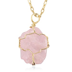 Colors of Brazil Rose Quartz Necklace 18-20 Inches in Goldtone 21.00 ctw