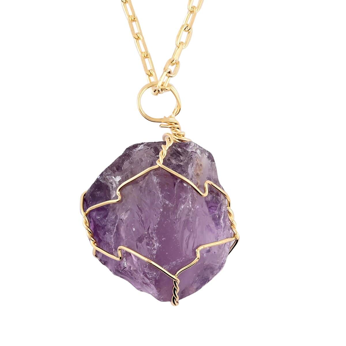 Colors of Brazil Amethyst Necklace 18-20 Inches in Goldtone 30.00 ctw image number 0