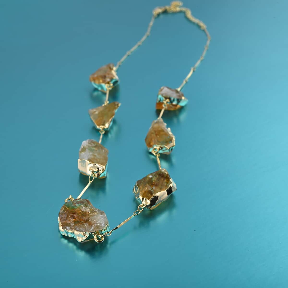 Colors of Brazil Citrine Necklace 22-24 Inches in Goldtone 94.00 ctw image number 1