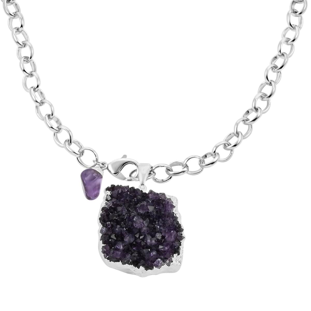 Amethyst Necklace 24 Inches in Silvertone 219.00 ctw image number 0
